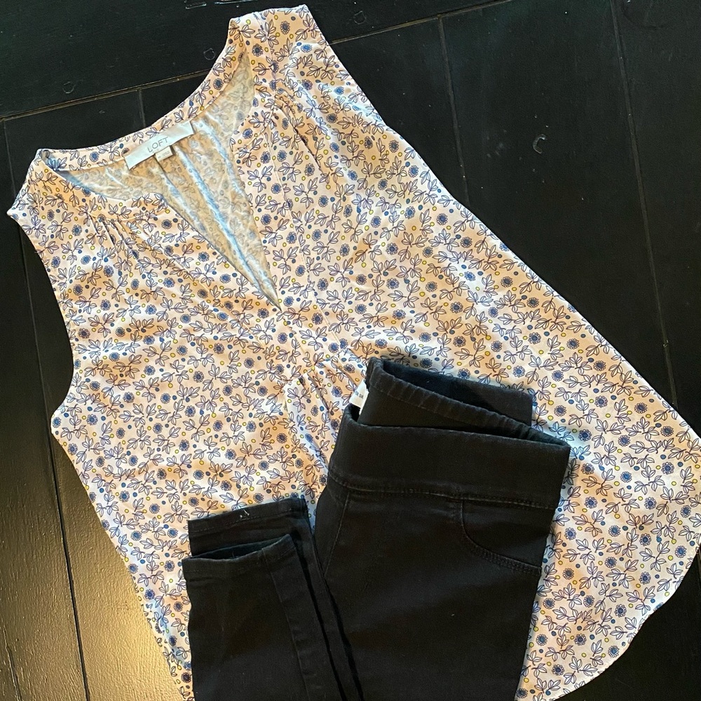 Loft sleeveless pink floral tank size xs